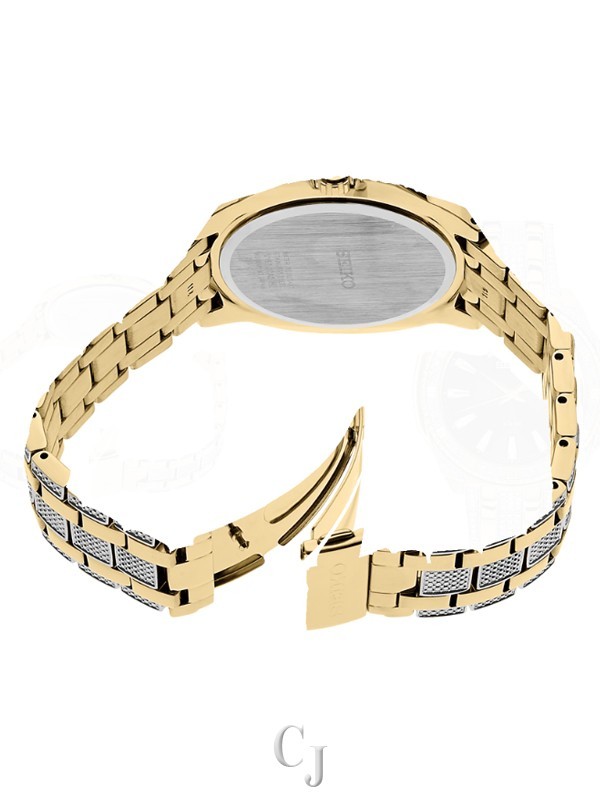 SY様 Seiko SNE458 Solar Black Dial Gold & Silver Tone Band Swarovski