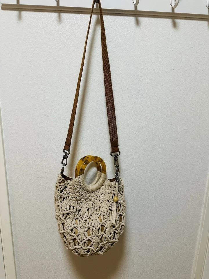 The Sak Helena Crochet Circle Handle Crossbody Bag With Tortoise-Shell Handle - Image 4 of 4