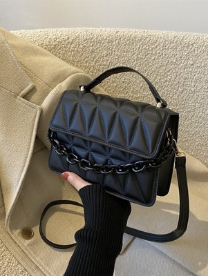Quilted Square Bag Mini Women PU Leather Flap Chain Shoulder Purse Party Cute