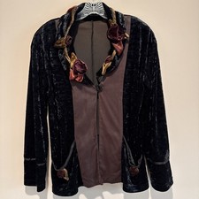 Rosettes  Vintage Crushed Velvet Cardigan with Rose Detail Size 10 Romantic
