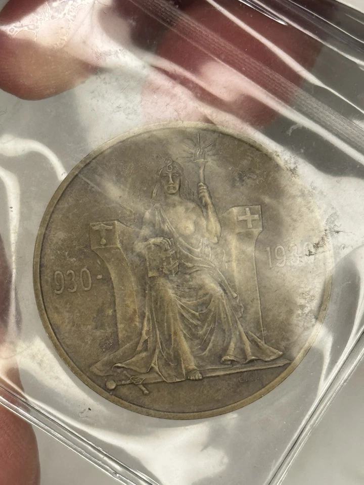 1930 Iceland Bronze Medal 2 Kronur (1000 Years of Althing) Rare Coin - Image 2 of 2