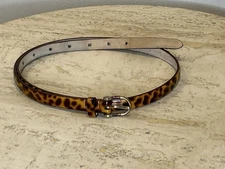 J. Crew Leopard Print Women's Belt Thin Patent Leather Italy M