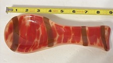 Fused Glass Spoon Rest With Red/brown Design Nice Piece of Art Work.