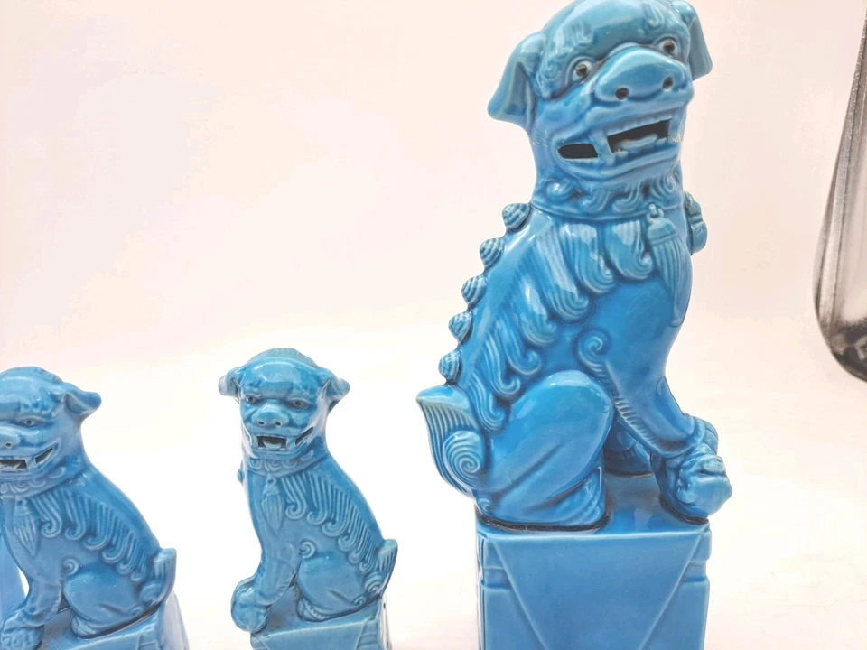 LOT 2 PAIRES STATUETTES CHIENS FO EN PORCELAINE de CHINE - Photo 4/4