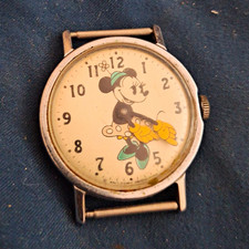 Disney Minnie Mouse Mechanical Manual Analog Watch, Stainless Steel Case No Band