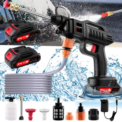 #ad Cordless Electric High Pressure Water Spray Car Gun Portable Washer 2 Battery $23.99