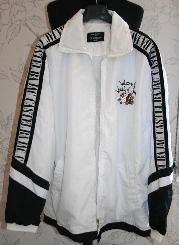 1990s VINTAGE CASTELBAJAC Jacket Windbreaker, Welcome to World of Sport White L. - Image 3 of 4