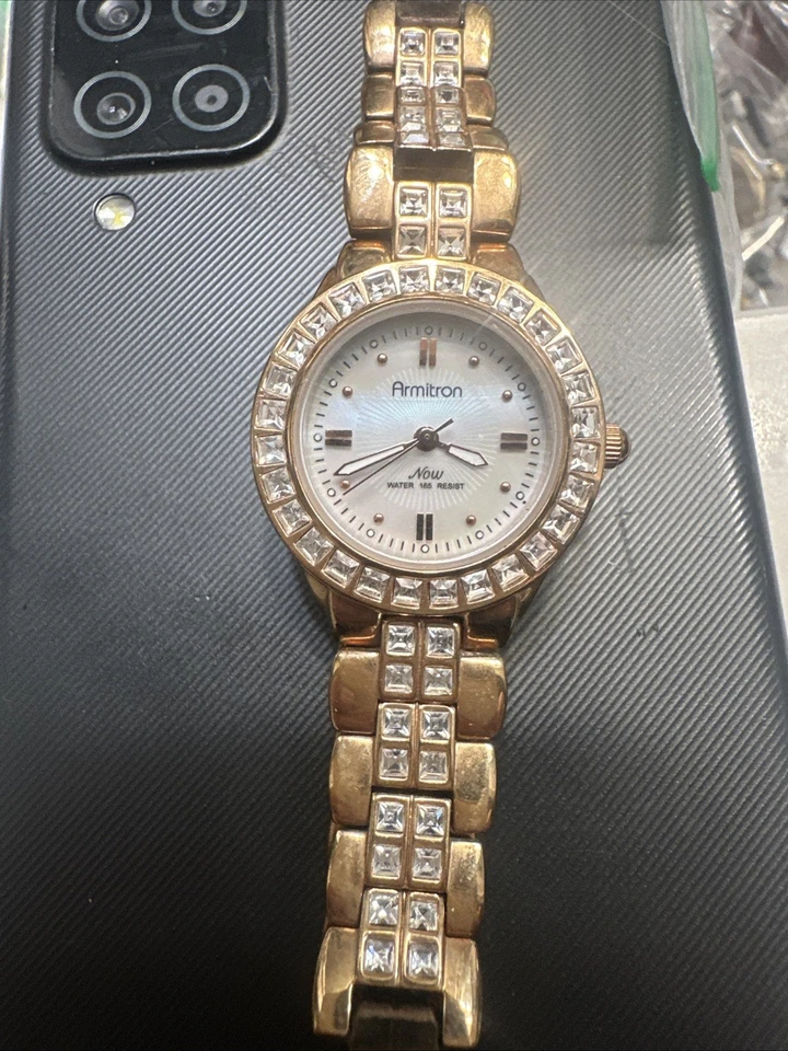 Women's 28mm Gold Tone Armitron NOW Watch, Crystal Accent, 75/3689GP - image 3 of 4
