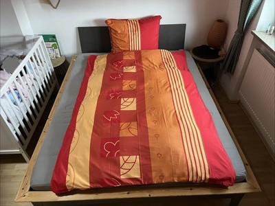 2 teilige Bettwäsche 135x200 80x80 rot orange Microfaser