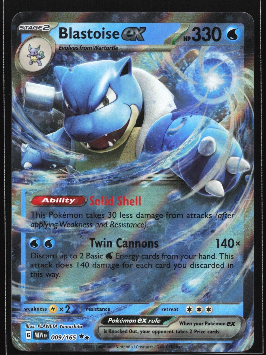 Pokemon Blastoise ex 009/165 MEW EN-151 Double Rare Holo NM