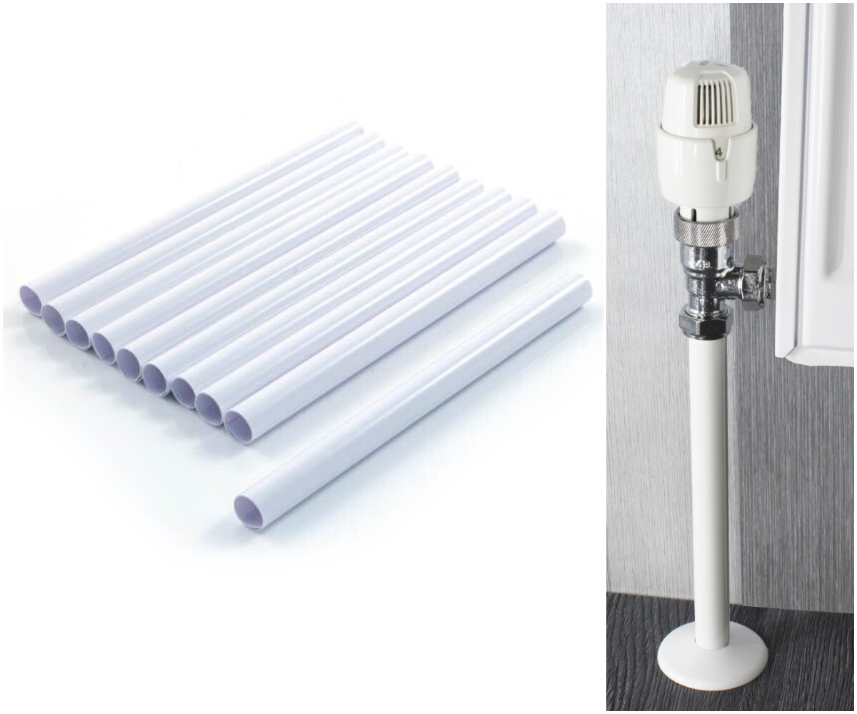 16 Radiator Pipe Covers Sleeves 15mm Pipe 15.6cm White Pvc Decoration