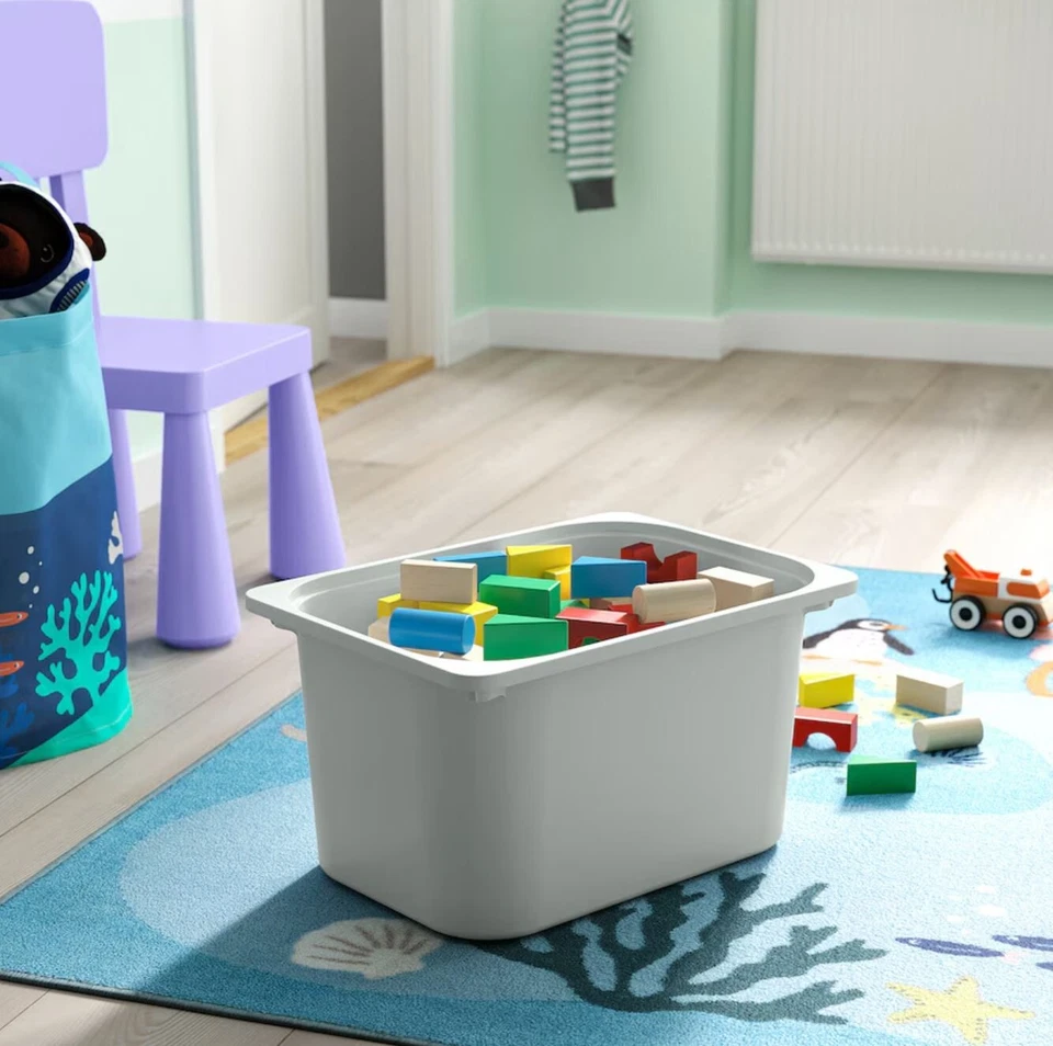 IKEA TROFAST Combinación de almacenamiento con cajas, blanco claro manchado pino blanco/gris Foto 4 de 4