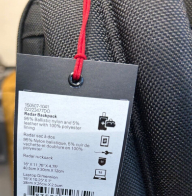 NEW Tumi Fremont RADAR 16.0” Ballistic Nylon & Leather 