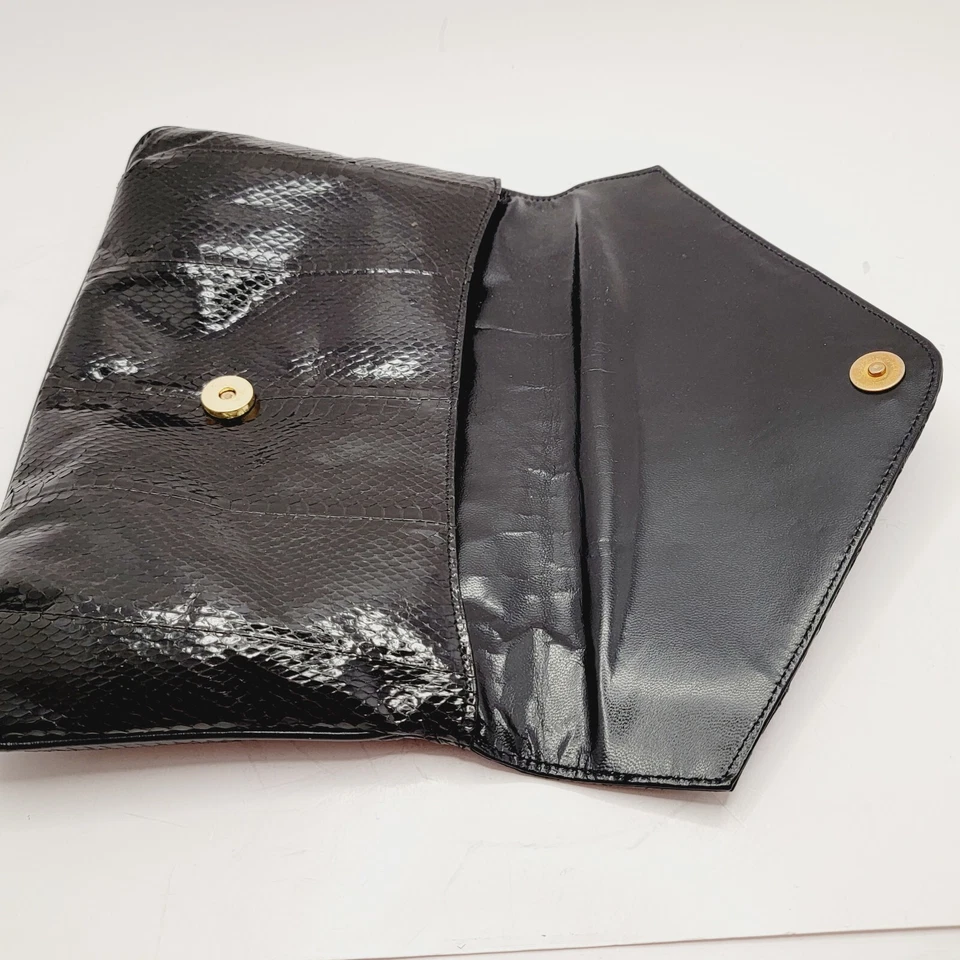 Bolso sin asas vintage J Renee negro genuino serpiente Foto 3 de 4