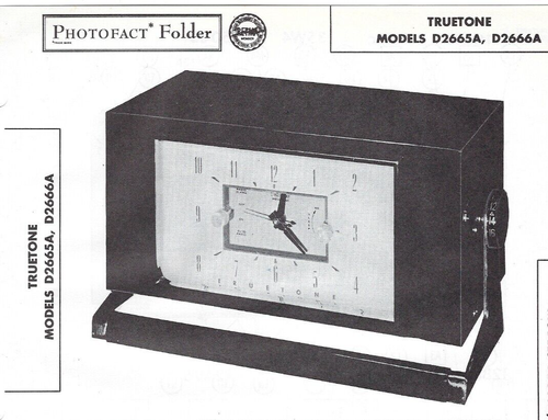 1956 TRUETONE D2665A D2666A Tubo AM OROLOGIO RADIO Ricevitore Fotofatto MANUALE Vintage - Foto 1 di 2