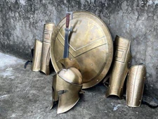 Spartan Warrior Costume Set with Helmet Shield Armor for Cosplay Halloween
