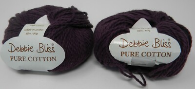 2 Skeins Debbie Bliss Pure Cotton Purple Yarn #39020