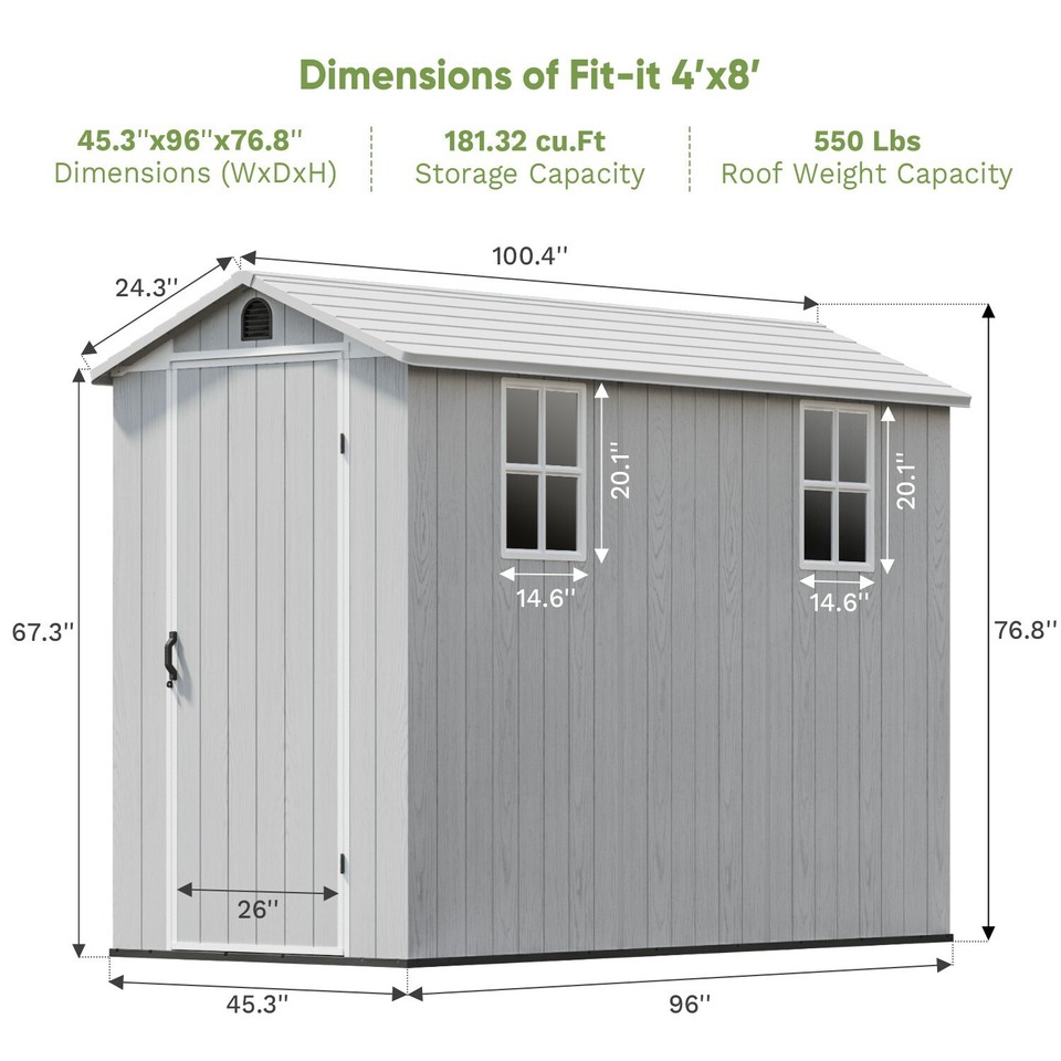 4 x 8 storage shed plastic Outdoor, Garden tools Storage for Garden