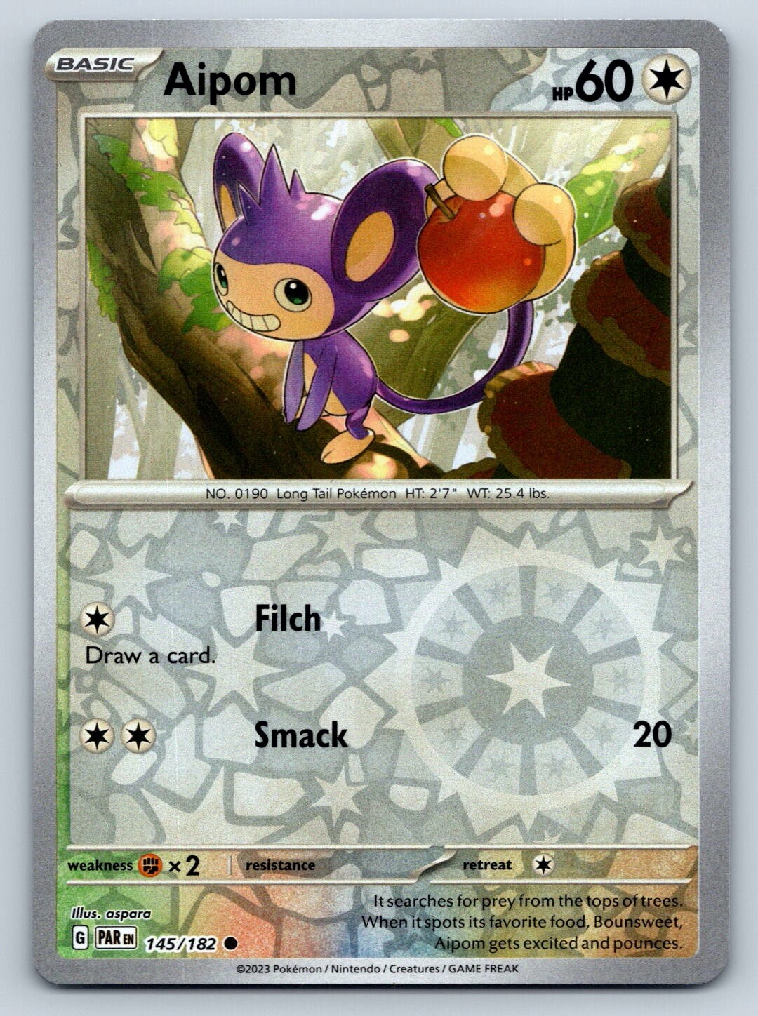 Aipom - Reverse Holo - Paradox Rift PAR 145/182 Pokemon TCG Card