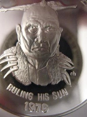 7/8-OZ.PAWNEE NATIVE AMERICAN INDIAN TRIBAL NATIONS ART COIN SILVER.999 + GOLD