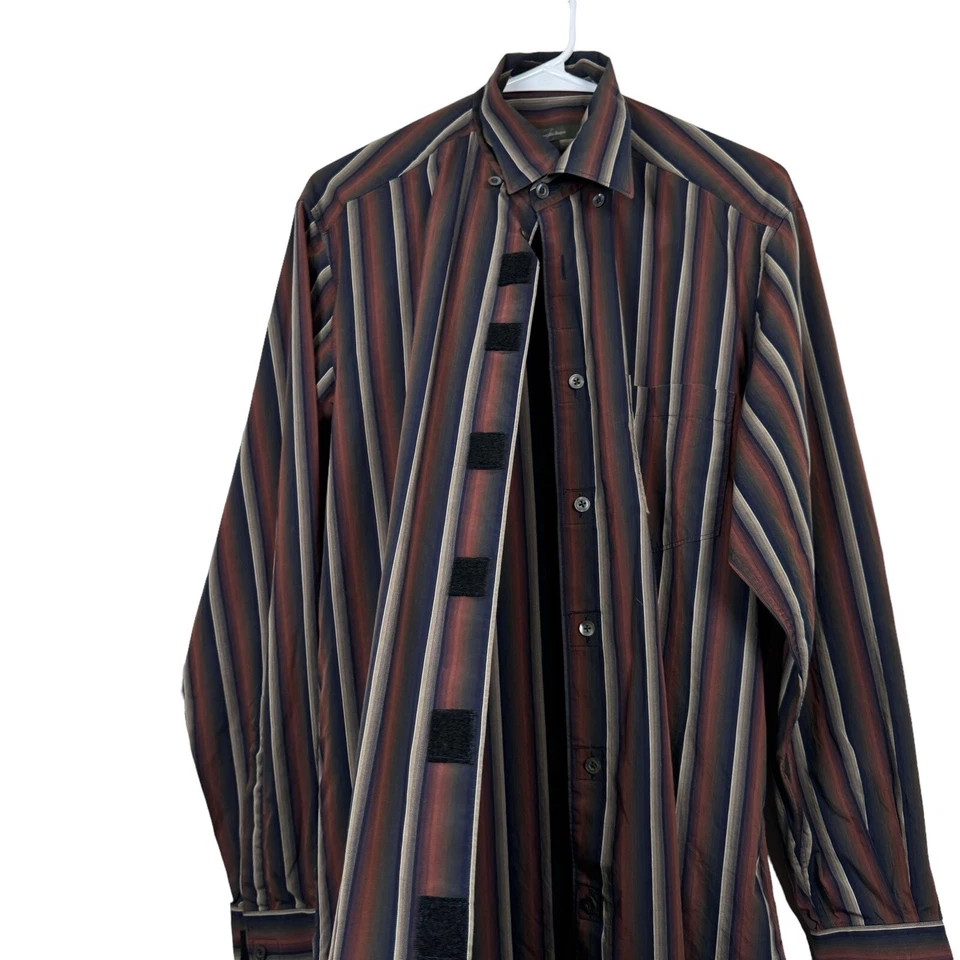 GUC Ermenegildo Zegna Men's Sz Small Multicolor Striped Shirt Made in ITALY - Image 2 of 4