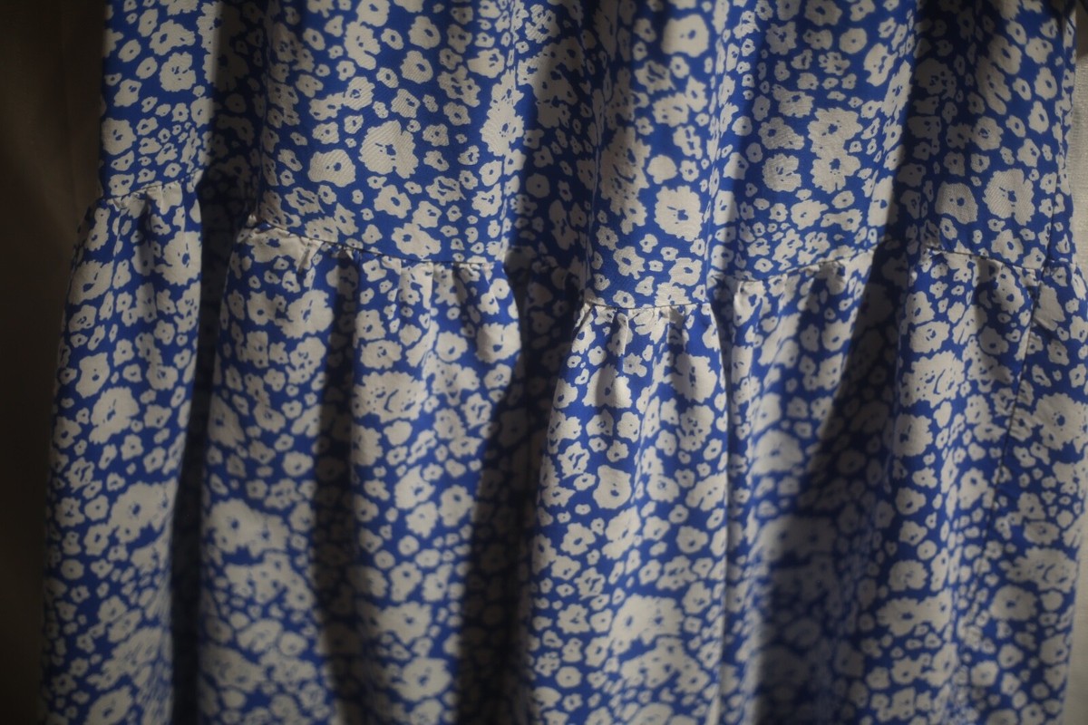 Zara Womens Size Small Maxi Dress Blue Floral Print V-Neck Long Sleeve  Tiered | eBay