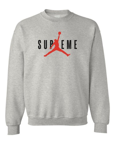 Felpa stampa SUP JORDAN EME Michael senza cappuccio grigio SENZA MARCA |  eBay