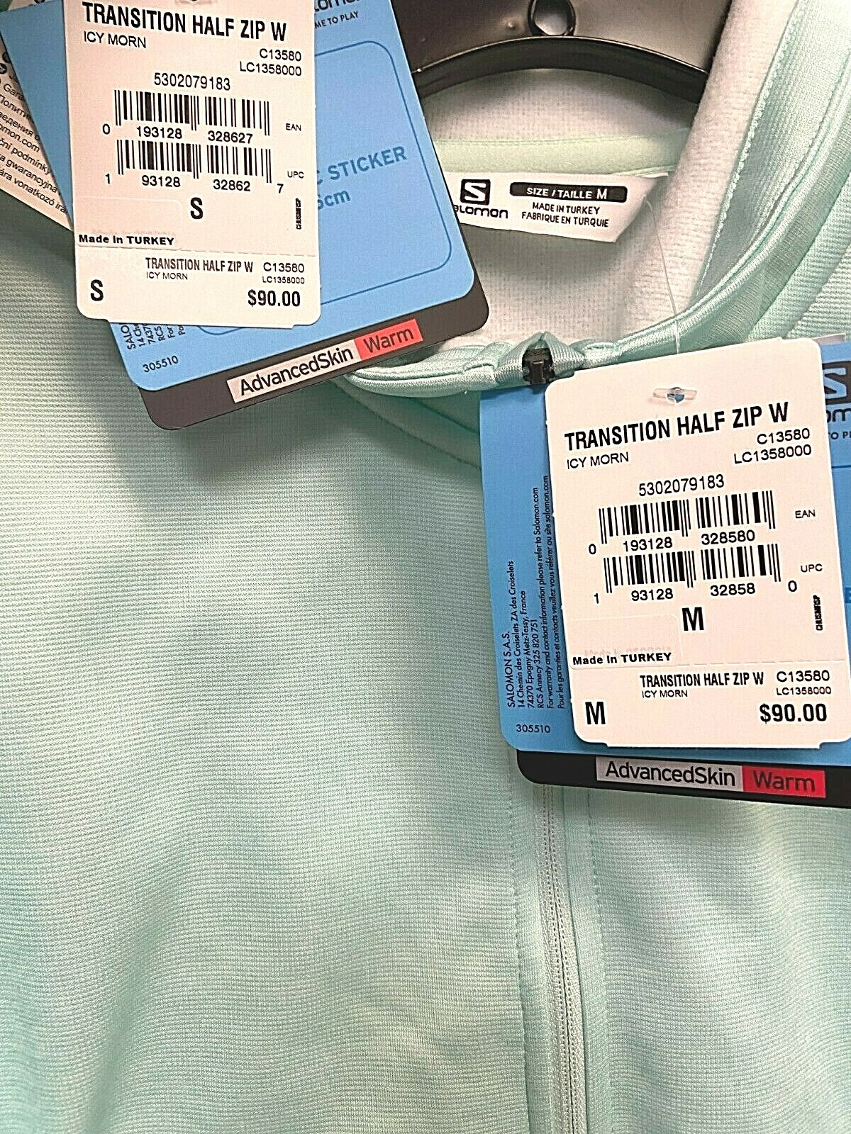 $90 Salomon Transition Half Zip Mid Base Layer NWT 2020 Sz S M Icy Morning Women