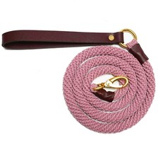 Dog Leash - Handmade with Acrylic Fiber and Genuine Leather