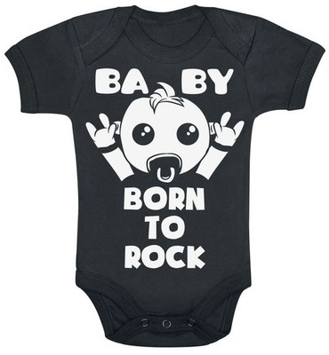 Sprüche Body Unisex Kids - Born To Rock schwarz Familie & Baby, Funartikel