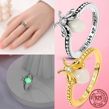 Laza 925 Sterling Silver Luminous Firefly Finger Ring Aaa Cz Women Jewelry