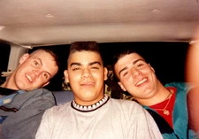 1990s Three Friends In Car Smiling Close Up 90s Style Snapshot Photo
