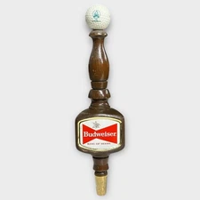 Vintage Budweiser Beer Tap Handle Golf Ball Top Wood Brass Bar Pub 13" Sacrament