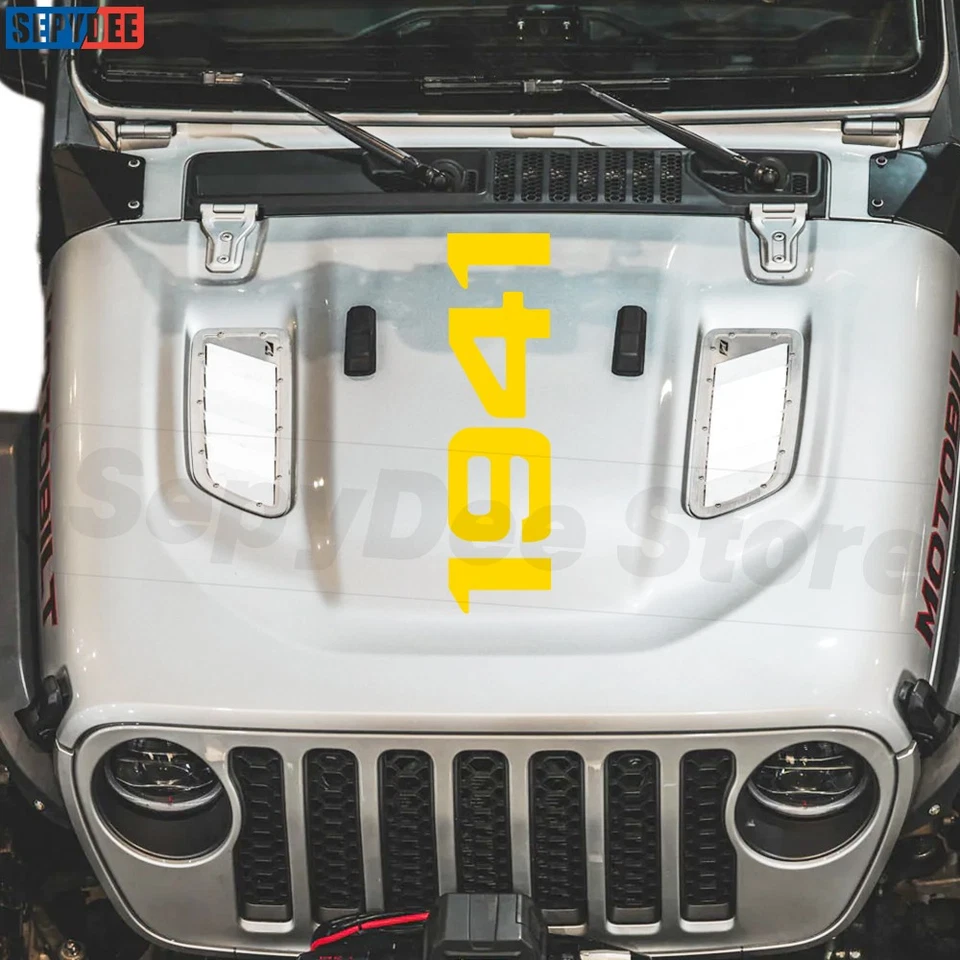 Hood Bonnet 乙烯基贴纸适用于吉普牧马人 JL Rubicon 角斗士 JT Willys 1941 — 第 3/4 张图片