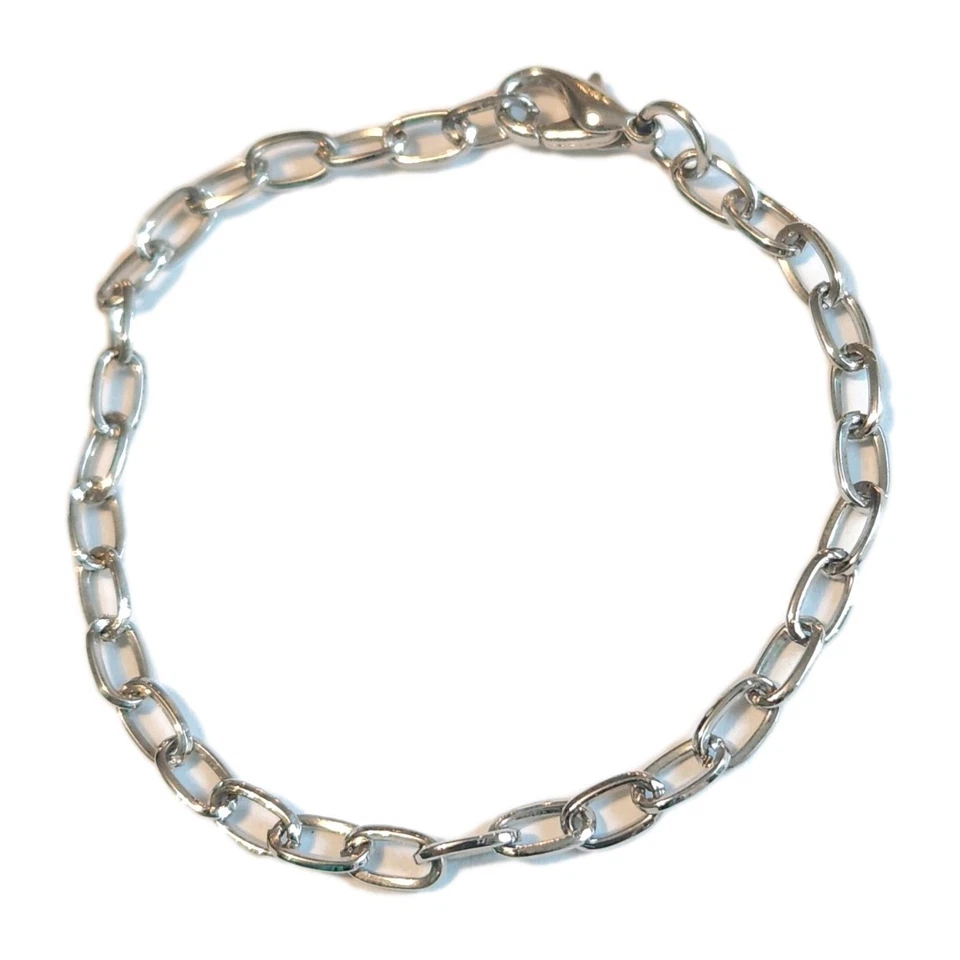 Silver Plated 7.25" Large Cable Chain Bracelet Soft Lightweight FREE RING Size 6 - Image 2 of 4