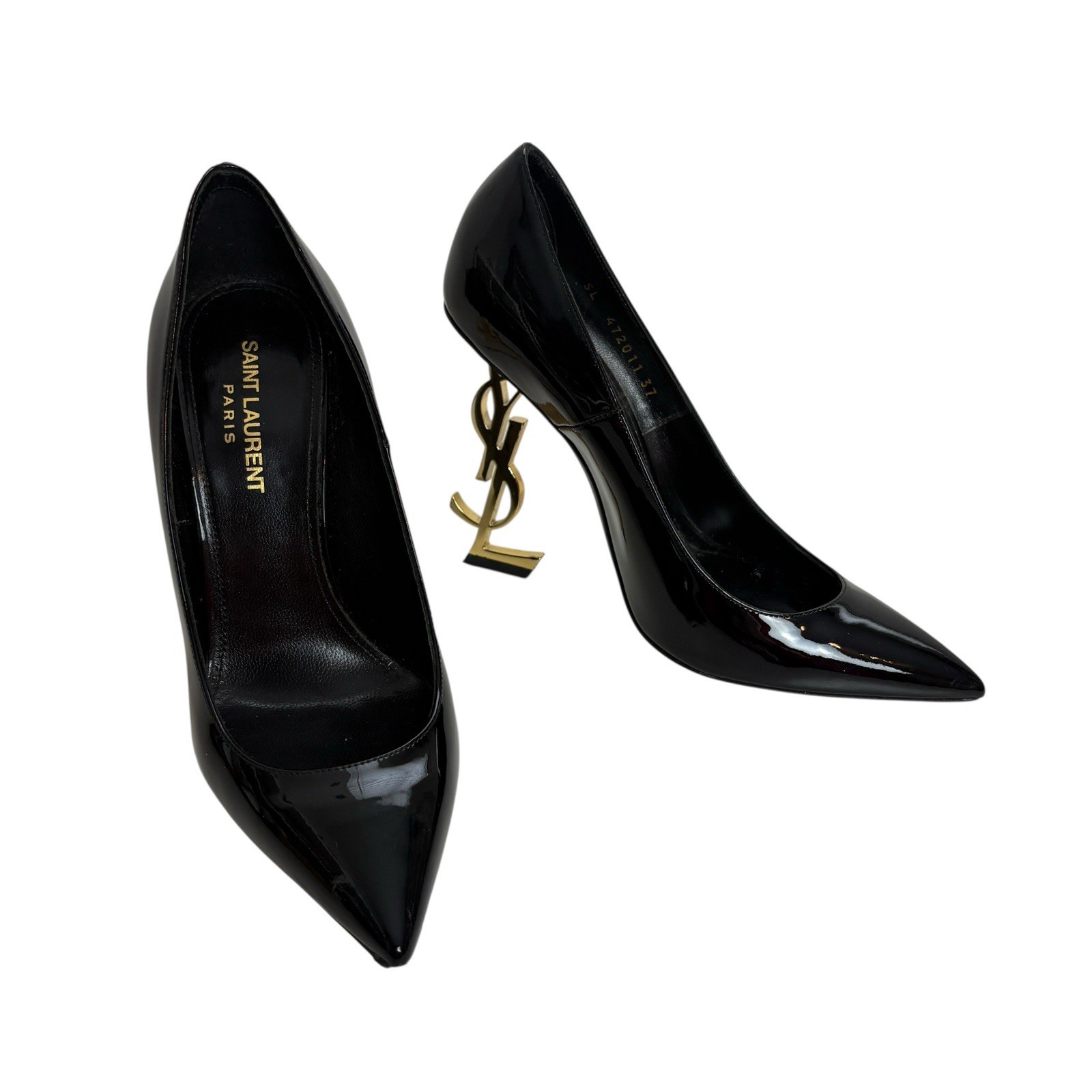Saint Laurent Opyum YSL Heel Black Patent Pumps 37 US 7 thumbnail 5
