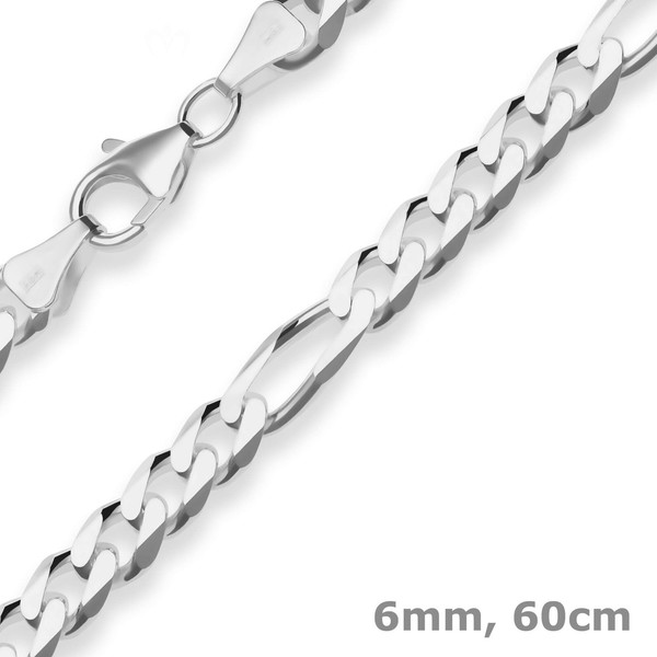 6Mm Figarokette Diamantiert Silberkette Collier Halskette Aus 925 Silber 60Cm-image