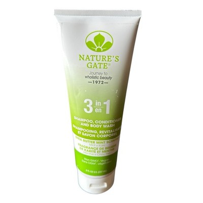Nature's Gate 3 in 1 Shampoo Conditioner & Body Wash Shea Butter Mint 8 Oz NEW