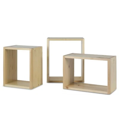 Regal 3er Set Wandregal Bücherregal Hängeregal Holzregal Holz Natur Homestyle4u - Bild 1 von 4