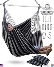 XXL Hammock Chair Swing with 2 Cushions - Supports 500lbs - Indoor & Outdoor Use