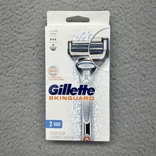 NIP Gillette SkinGuard Men's Sensitive Skin Razor Handle + 2 Refill Cartridges