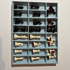 Vintage 1982 Pressman Chess Pieces Set Black & Cream Plastic