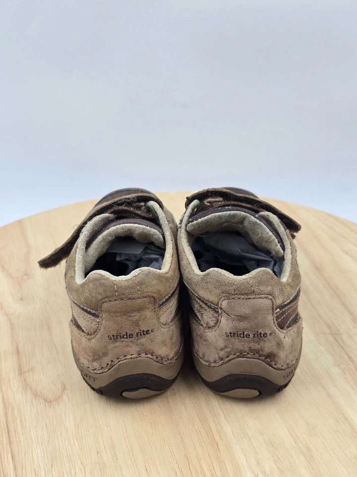 Zapatillas Stride Rite Brody de cuero marrón para niños pequeños talla 9,5 W Foto 4 de 4