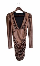 Forever 21 Metallic Long Sleeve Dress Size Small Deep V Party Cocktail Event