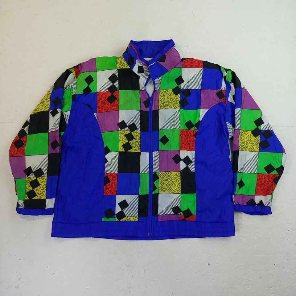 VTG Retro Windbreaker jacket funky skate surf chill party 90s Jennifer Moore XL - Изображение 2 из 4