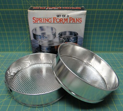 Pair of Tin-Plated Spring Form Pans 10'' & 9-1/2'' Diameter