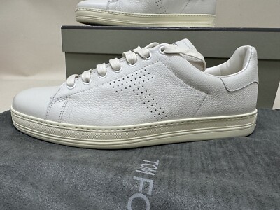 スニーカー Tom Ford White Leather Warwick Sneakers TOM FORD LUXURY SNEAKER WARWICK GRAIN LEATHER US 10.5 UK 9.5