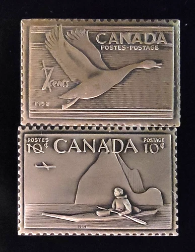 Lot of 2 Canada Royal Postage Bullion Mint-999 Silver 13 Grams Total Art Bars