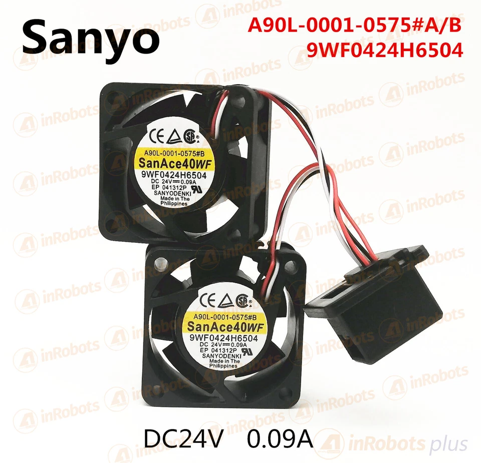 1pair Sanyo FANUC A90L-0001-0575#A/B 9WF0424H6504 4020 DC24V 0.09A FANUC Fan 1PC - Image 3 of 4