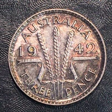 1942-D Australia Three Pence threepence - High Quality Scans #Q854